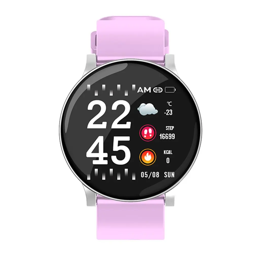 W8 Смарт-часы с монитором сердечного ритма, Погодный прогноз, фитнес-часы с напоминанием о звонках, водонепроницаемый спортивный браслет для мужчин и женщин - Цвет: Розовый