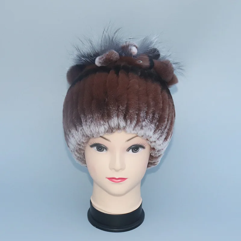 TopFurMall) Оригинальные меховые шляпки из меха кролика рекс Топ зимние шапки модные защитные головные уборы LF9102