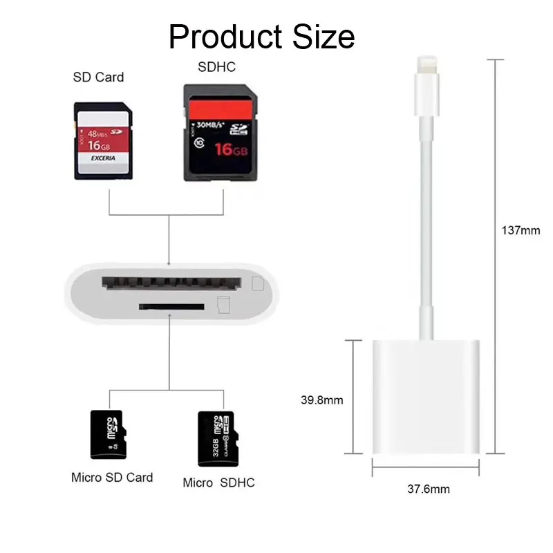 Mosible устройство для чтения карт SD TF для iPhone iPad ios Lightning интерфейс OTG считыватели Micro SD карты памяти нет необходимости в приложении