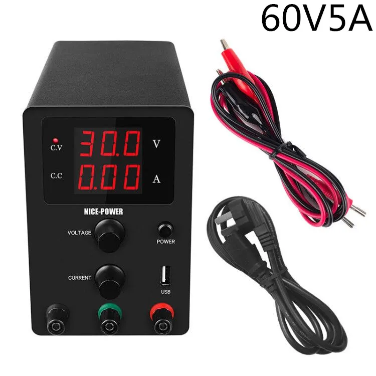 60V5A-3digital Лабораторный источник питания постоянного тока 30V 10A 60V 5A напряжения и тока регулятор регулируемый источник 3010d скамья источника цифрового с USB - Цвет: 60V5A-3digital