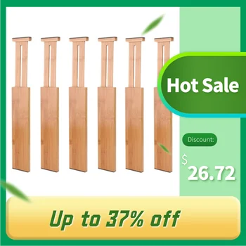 

6 PCS Bamboo Adjustable Drawer Dividers Spring Loaded Expandsble Drawer Organization for Home Kitchen 11.4-17.3Inch