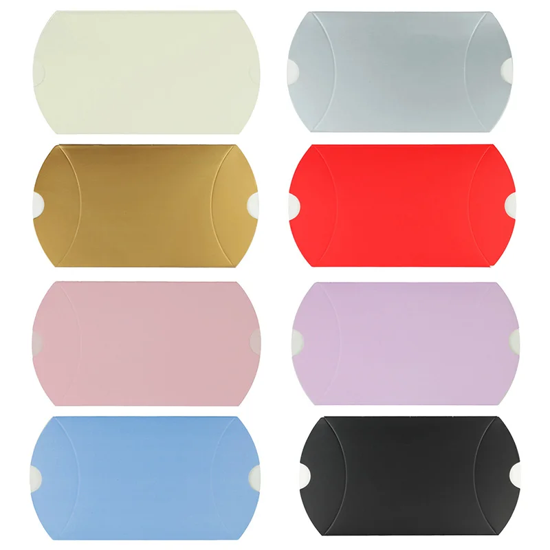 

50pcs Pillow Candy Box PVC Paperboard 5-8 candies Capacity Wedding Decoration Sweets Gift Pouch Colorful