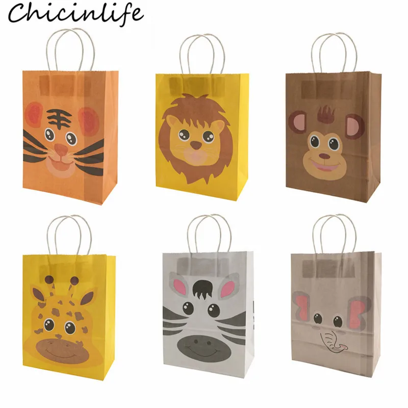 Chicinlife 5 шт. бумага со слоном в виде обезьяны зебры тигра Льва вечерние сумки