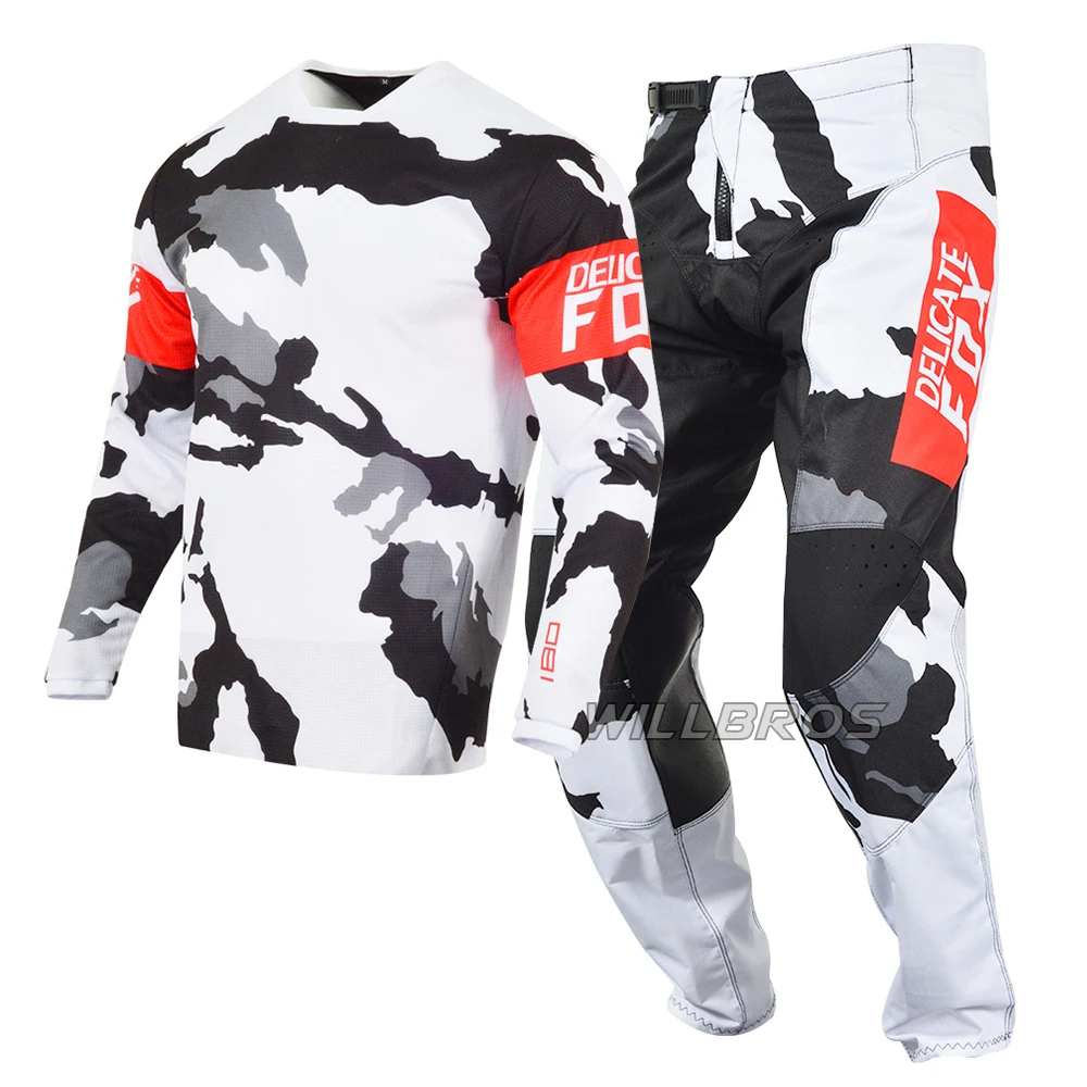 Delicate Fox Motocross Jersey Pants 180 360 Gear Set BMX Race Outfit Moto ATV Bicycle Equipment Suit for Adult Men motocross gear set