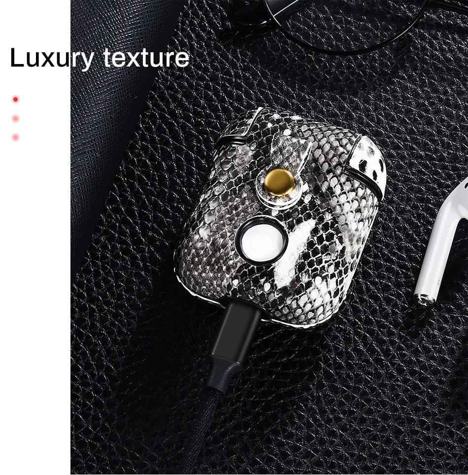 Snake Skin Earphone Case For Apple AirPods Protector Anti-lost Pouch For Air Pod Wireless Bluetooth Earphone Fashion Carcasa Bag