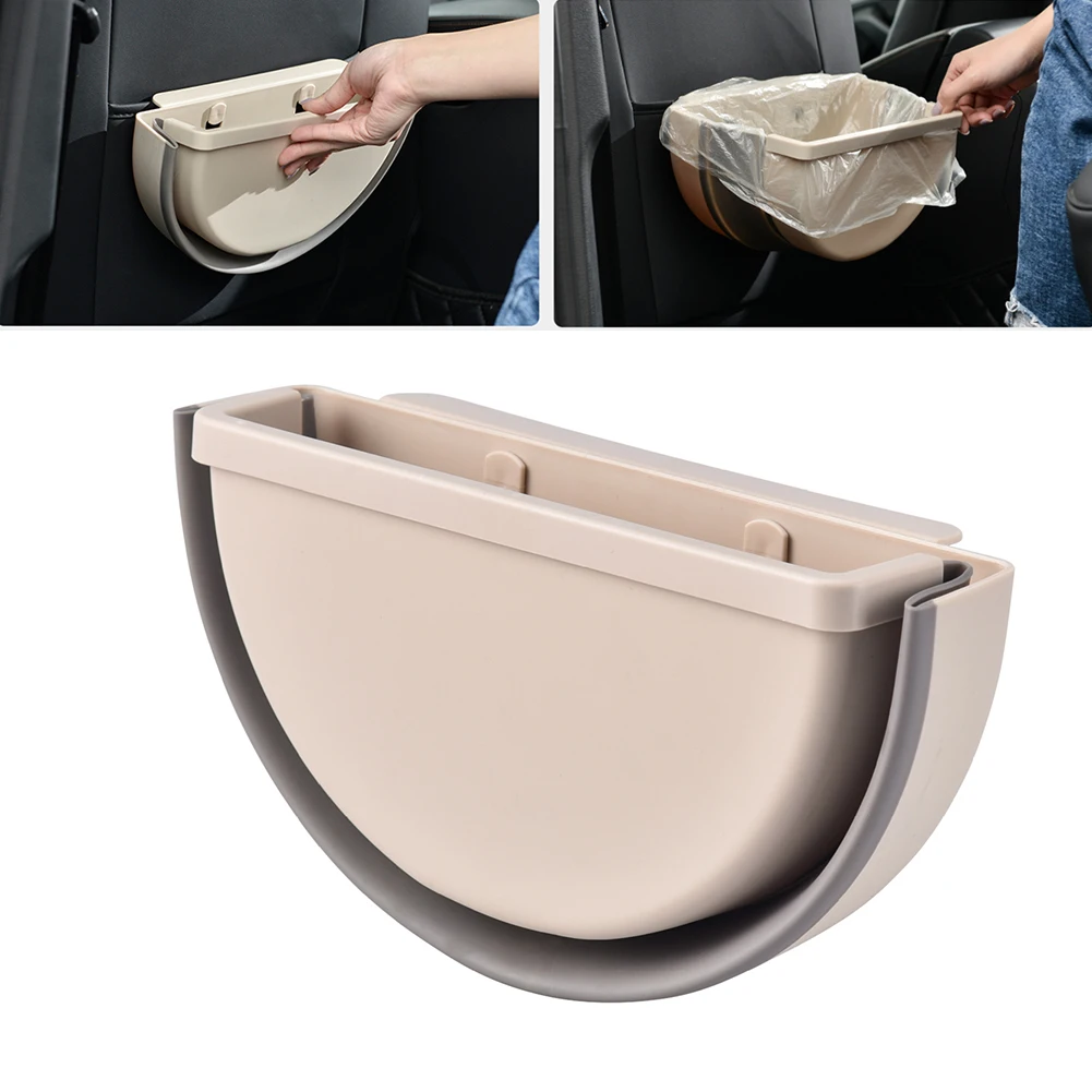 Beige Дверь шкафа подвесной держатель для мусорного пакета полукруг кухня ванная комната складной мусорный бак украшения Пробивка PP хранения отходов - Цвет: Beige