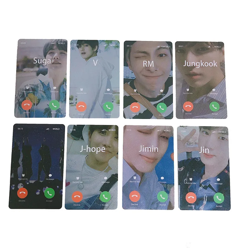 8 шт./компл. KPOP Bangtan мальчики креативная Фотокарта телефон карта душа Persona JIMIN JIN SUGA JUNG KOOK мальчик с фанатами Luv