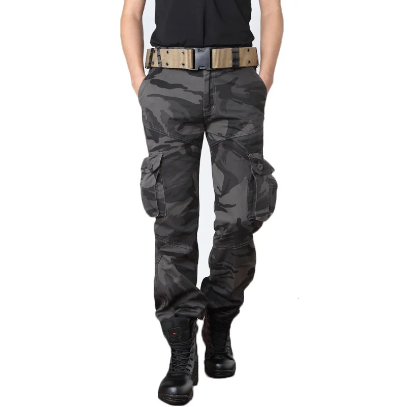 

Multi-pocket Camouflage Tactical Military Pants Mens Cotton Loose Straight Overalls Trousers Outdoor Hiking Sports Cargo Pant