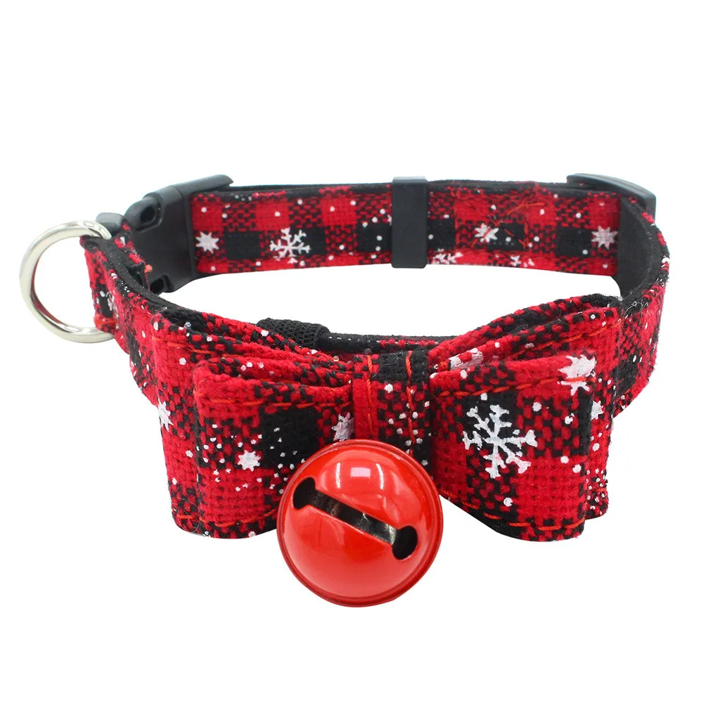 Pet Cat And Dog Necklace Popular Christmas Adjustable Printed Collar With Bell Dog Puppy Pet Cat Collars