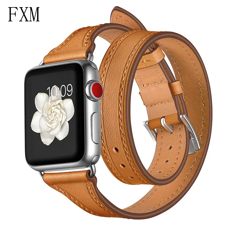 Ремешок из натуральной кожи для Apple Watch ремешок 42 мм 38 двойной тур наручный