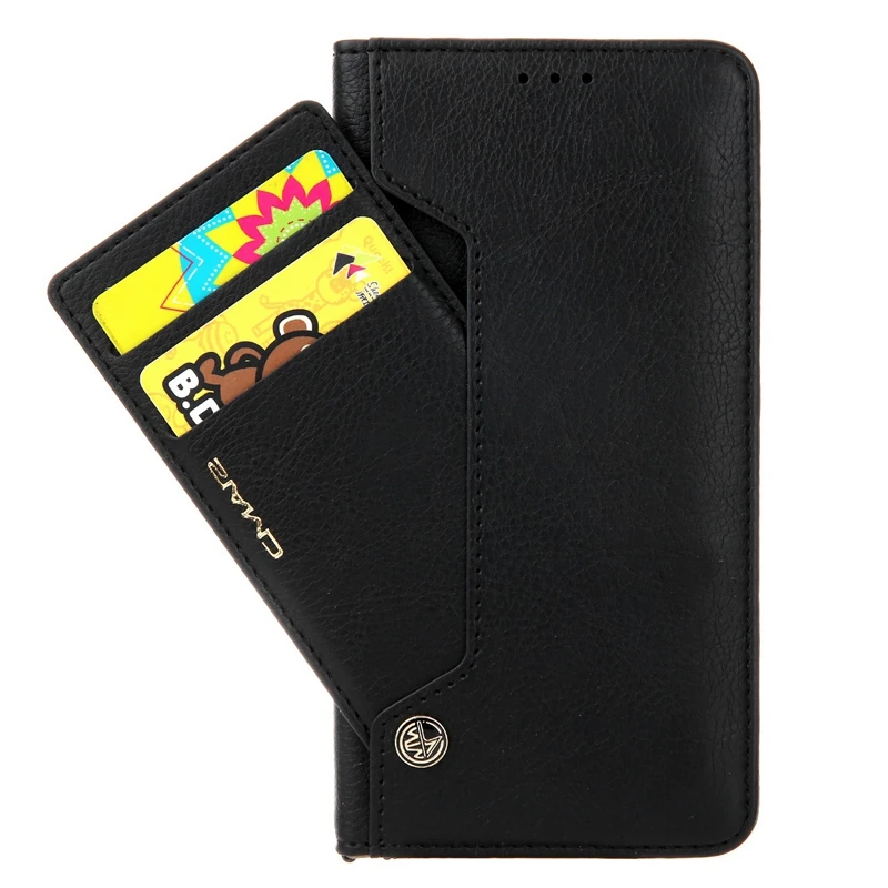 Для iPhone PU кожаный бумажник чехол для кредитных карт Coque Поддержка чехол черного цвета