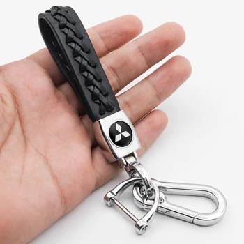 

Car accessories high quality business leather braided rope keychain for Mitsubishi- Pajero SAX Outlander LANCER ECLIPSE Mirage