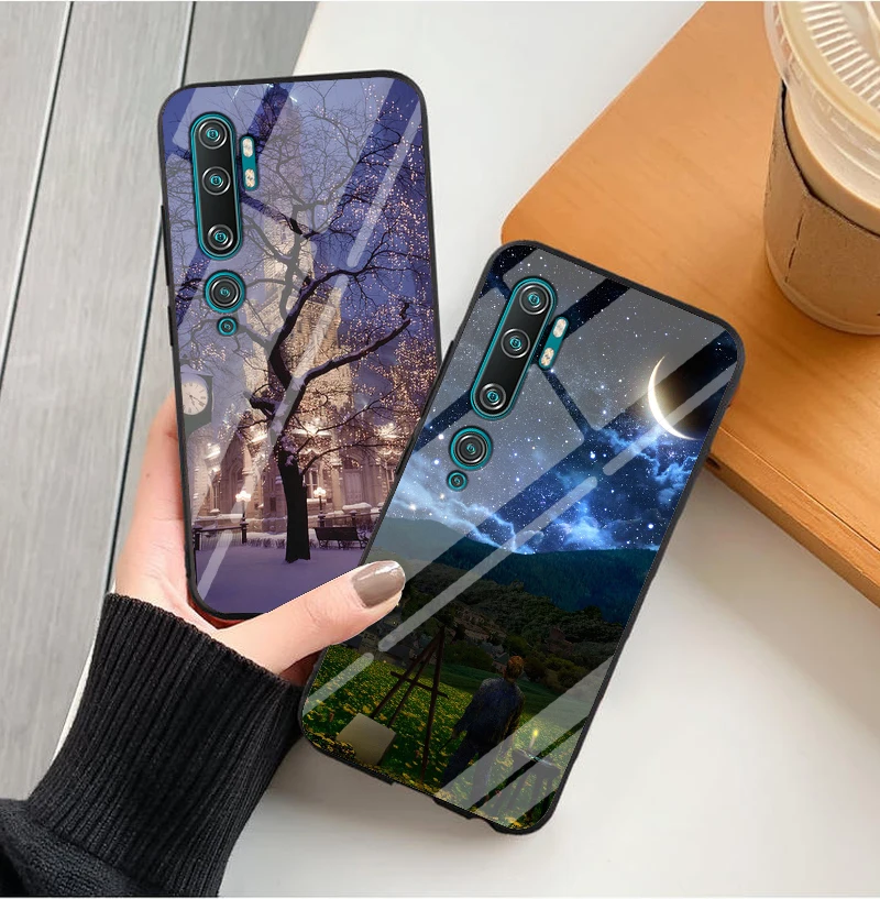 Для Xiaomi mi CC9 Pro Чехол PC Пластиковый стеклянный чехол для телефона черный ТПУ бампер чехол для Xiaomi mi CC9 Pro CC9Pro чехол mi cc9 Pro 6,47"