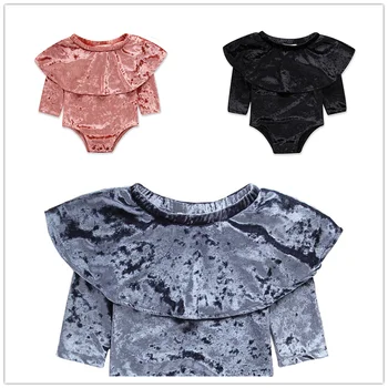 

Kaiya Angel Autumn Winter Warm Velvet Baby Girl Clothes Cute One-shoulder Long-sleeved Romper Winter Coveralls Bodysuit Kids