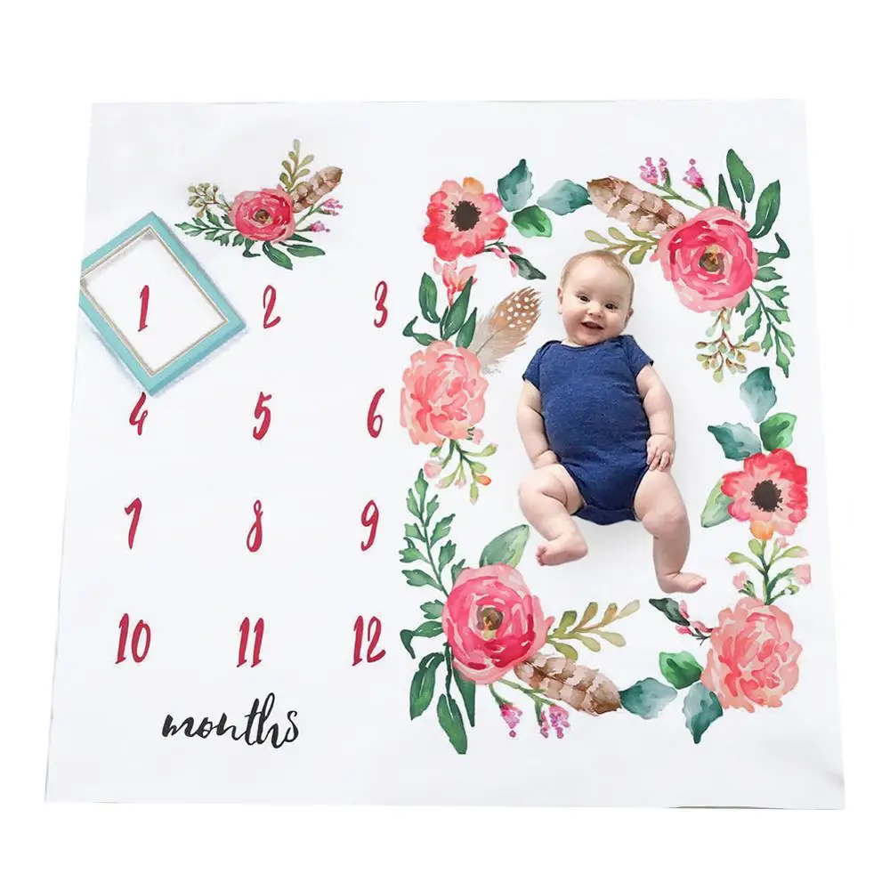 Baby Blankets Newborn Swaddle Stroller Bedding Wrap Photo Background Monthly Growth Number Photography Props Outfits