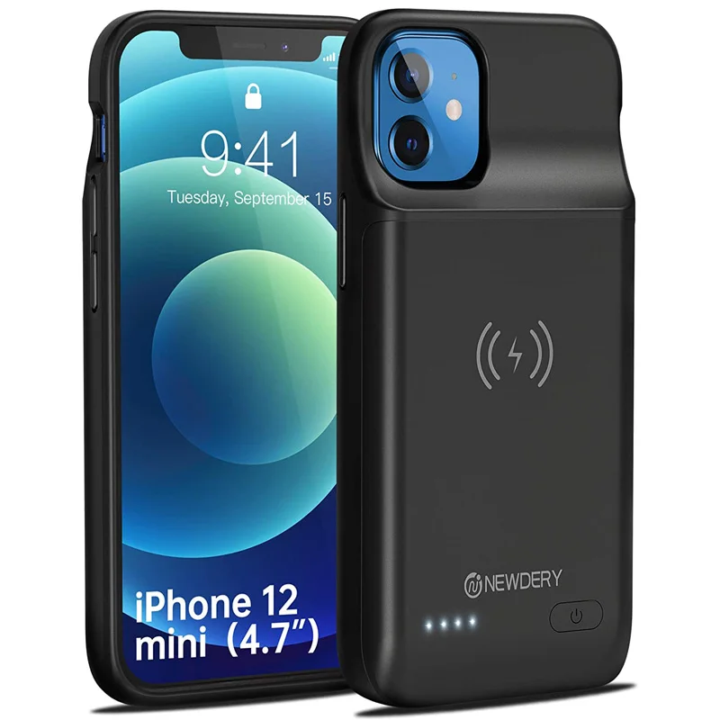 NEWDERY Чехол аккумулятор для iPhone 12 мини 5 4 дюймов 4700mAh Портативная батарея Wiress