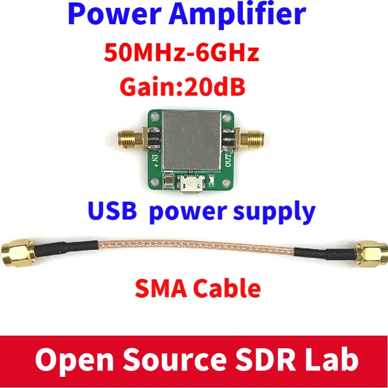 1X 5M-5GHz Wideband  RF Signal Amplifier Gain 19dB@2G Broadband Amplification MF 