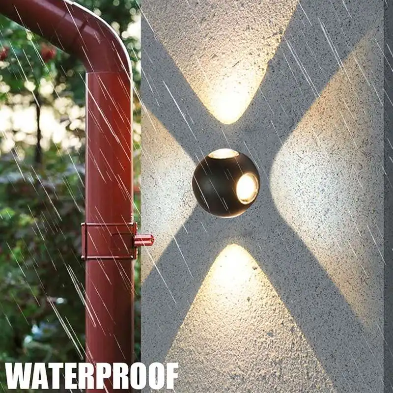 AUGIENB Indoor Outdoor Waterproof 360° Wall light LED Sconce Up& Down Lighting Lamp Home Garden Restaurant Living Room Bedroom