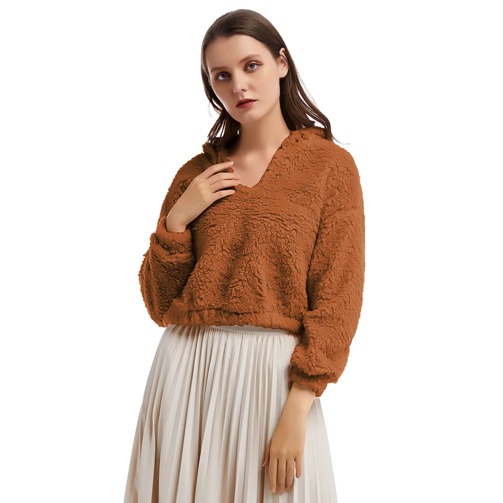 Women's Short Hoody Lamb Fur Warm Hoodies Teddy Clothes For Women Sudadera Mujer Ropa Mujer Fashion Sweatshirt