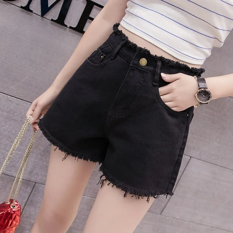 Women's Fur Lined Denim Shorts, High Waist Short Pants, Leg Opening Trousers, Sexy Bottoms, Basic Fashion, Plus Size 2024