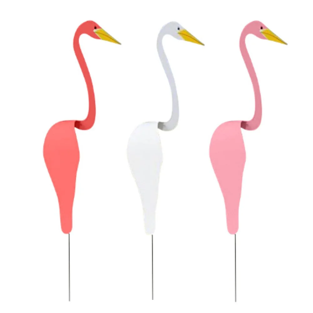 3D Garden Flamingo Decoration 40CM Colorful Swirl Birds Move With The Wind Creative Outdoor Yard Erected Furnishings Adornment garden art decor wind spinner animal sculpture decorations animal wind spinners