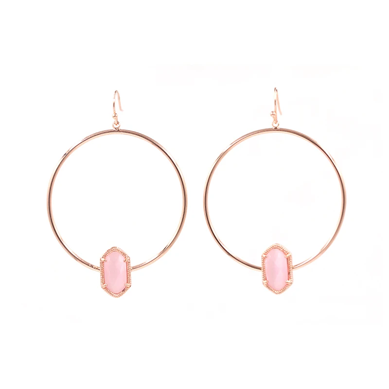 2019-May-New-Arrival-Small-Oval-Cats-Eye-Inlay-Cooper-Circle-Drop-Earrings-Rose-Gold-Black