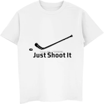 

New Summer Just Shoot It Ice Hockeyer T Shirt Men Casual Cotton Short Sleeve Funny Man Hockeyer T-shirt Hip Hop Tees Tops