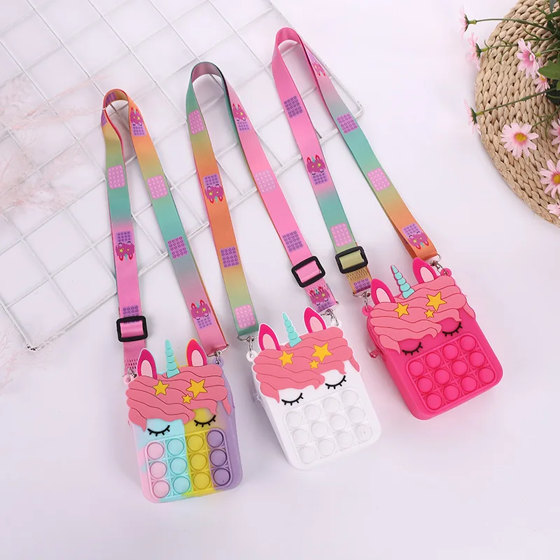 Silicone Bubble Bag Cross Bag Multifunctional Crossbody Bags for Girls Decompression Toy Fidget Toys Anti Stress Toy Squishy Toys Sensory Toys Release Pressure Toy Stress Relieving Toy Bubble Fidget Toy Pop Purse Sensory Toy