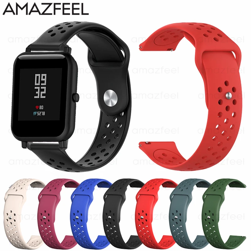 Браслет для Amazfit Bip ремешок силиконовый браслет для Huami Amazfit GTS GTR 42 мм ремешок на запястье ремень 20 мм аксессуары для часов