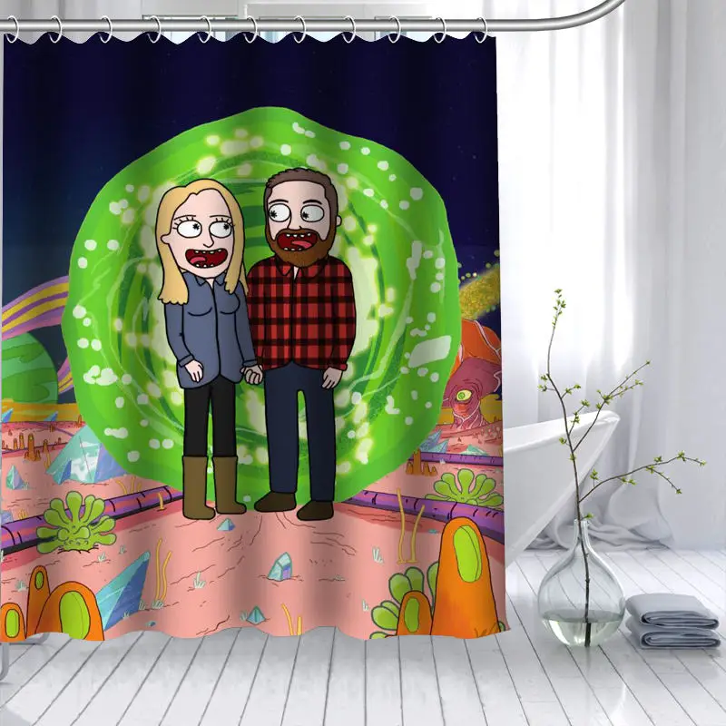 Rick And Morty занавеска для душа 3D Водонепроницаемая полиэфирная ткань для ванной занавес с высоким разрешением 12 крючков для ванной комнаты - Цвет: 8