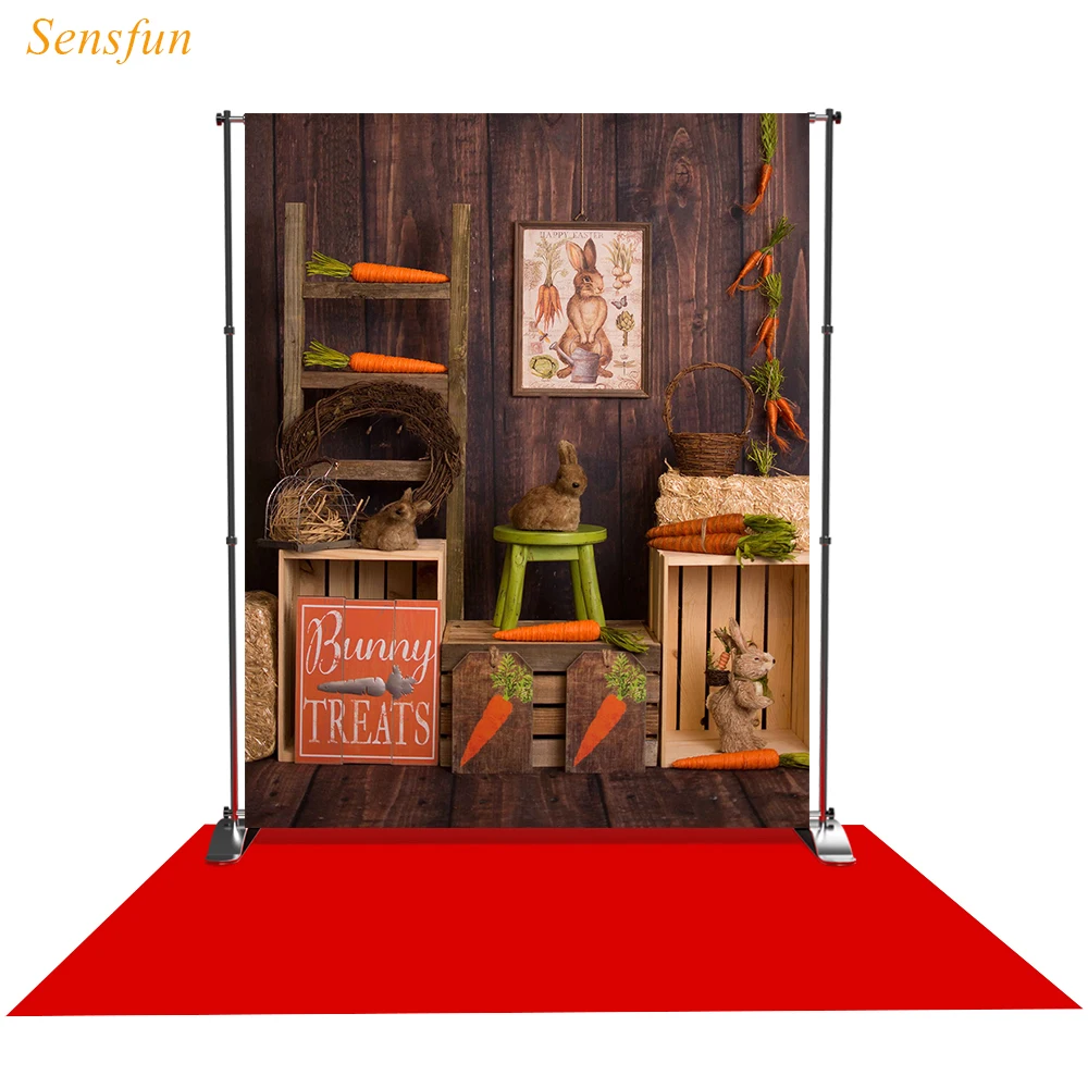 LEVOO Photographic Backdrop Easter Bunny Treats Carrots Wood Background Photography Decor Shoot Props Photo Studio Photocall | Электроника