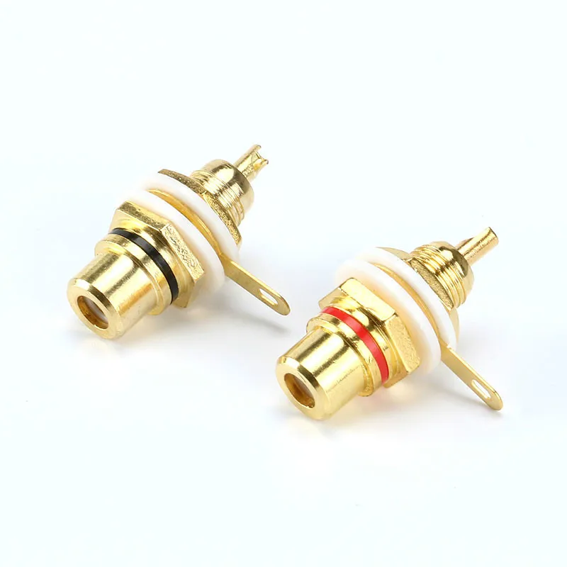 Description Picture 4 of item1 Pair RCA Connector RCA Female Socket Connector Chassis Panel Mount Adapter Audio Terminal Plug 3.5mm Plug AV Plug