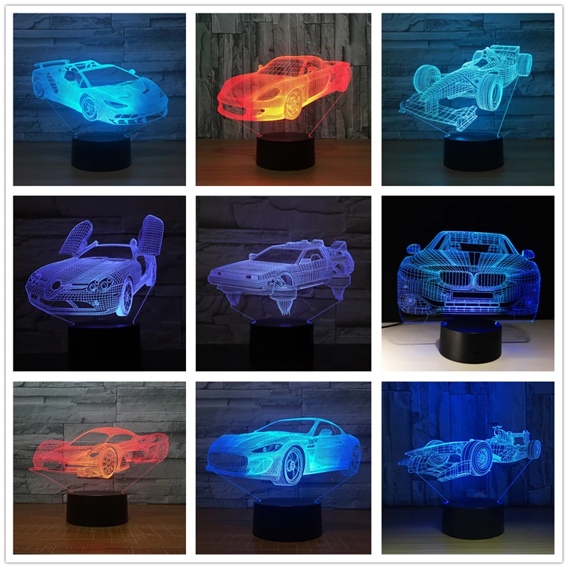 

Super Racing Car 7 Color Led Night Lamps For Kids Touch Led Usb Table Lampara Lampe Baby Sleeping Nightlight