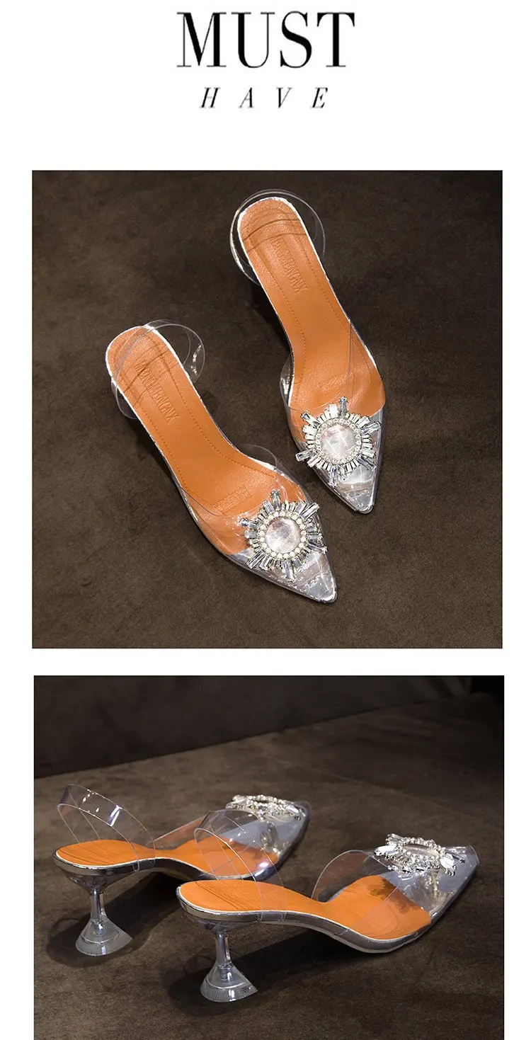 Роскошные женские туфли-лодочки; коллекция года; прозрачные туфли на высоком каблуке; пикантные туфли с острым носком без застежки для свадебной вечеринки; брендовая модная женская обувь из ПВХ