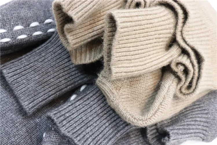 Зимние шерстяные и 45% кашемировые вязаные теплые костюмы свитер с круглым вырезом+ кашемировые брюки из норки комплекты из двух предметов для отдыха F247