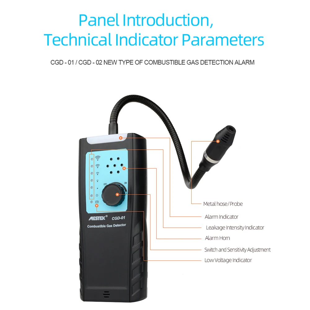 CGD-01 CGD-02 Gas Detector Gas Analyzer Leak Detector Automotive Combustible Gas Sensor Air Quality Monitor with Alarm