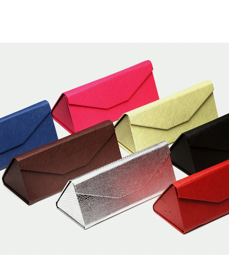 Magnetic Triangle Foldable Eyeglasses Case Box Printed Sunglasses Container