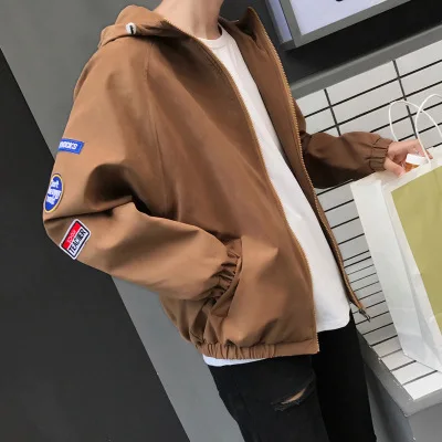 

2017 Autumn Clothing New Style Labeling Hooded Loose-Fit Men Jacket Hong Kong Style Literature And Art Versatile Students Simple