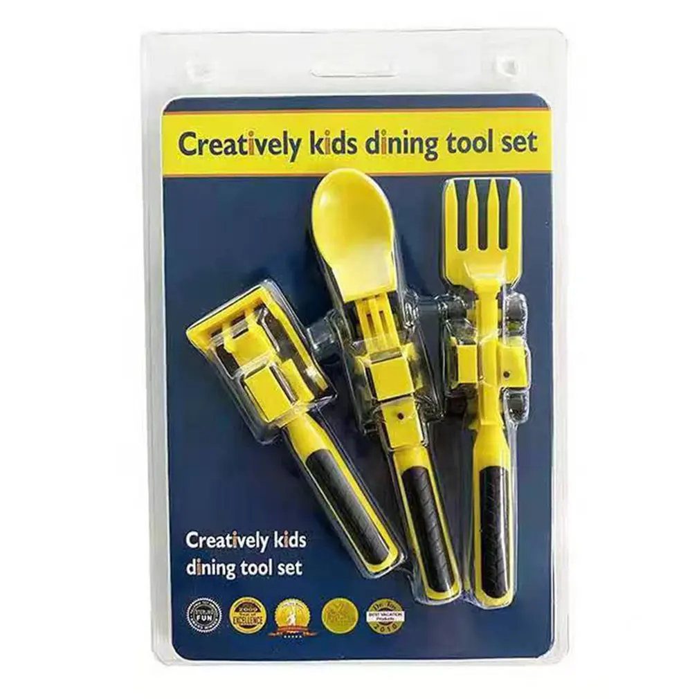 Interactive Utensil Set Toys For Kids Construction Themed Fork And Spoon For Toddlers And Young Children