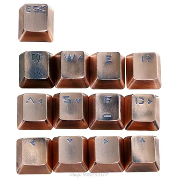 

Replaceable Red Bronze Mechanical Keyboard Metal Keycaps Pervious to light Keypress QWERASDF Key Cap Light S17 20 Dropship