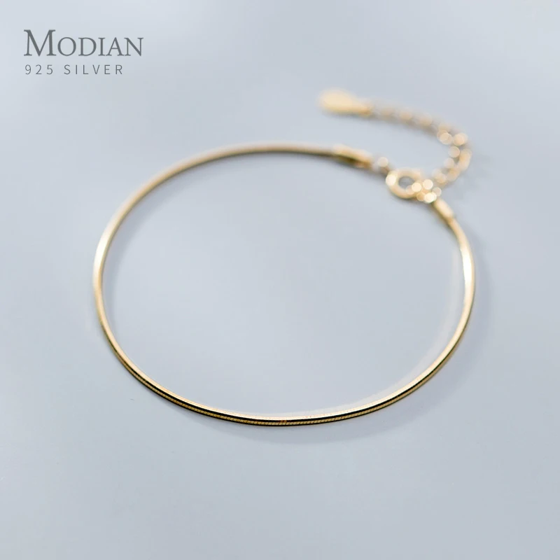 Modian Real 925 Sterling Silver Luxury Snake Bone Chain Bracelet for Women Adjustable Gold Color Bracelet Original Fine Jewelry