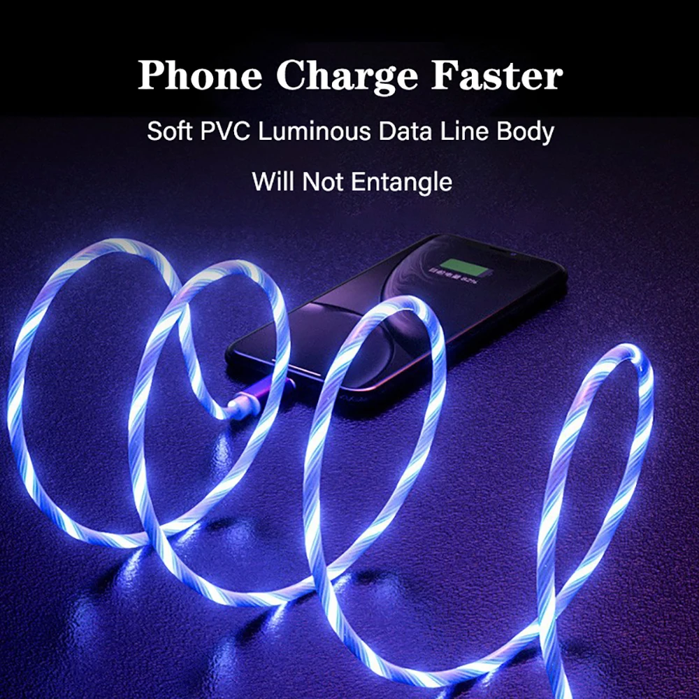 Светящееся освещение потока Магнитный usb-кабель USB-C type-C для samsung Note 10 S9 Micro type C зарядное устройство Быстрая зарядка магнит зарядка