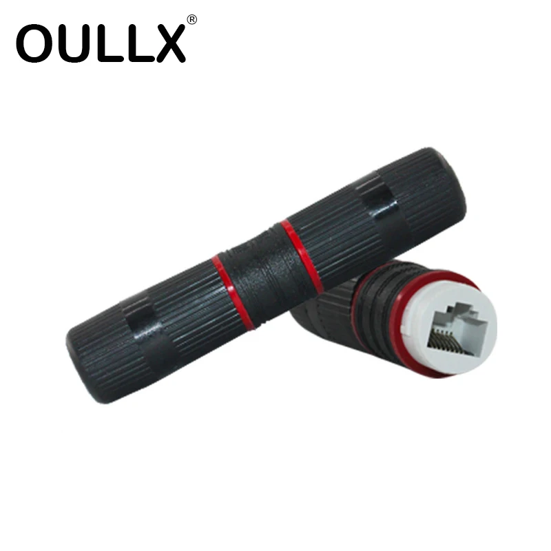 OULLX RJ45 Connector Outdoor Waterproof Female To Female Port Network LAN Splitter Transfer Head Adapter Coupler CAT5e CAT6