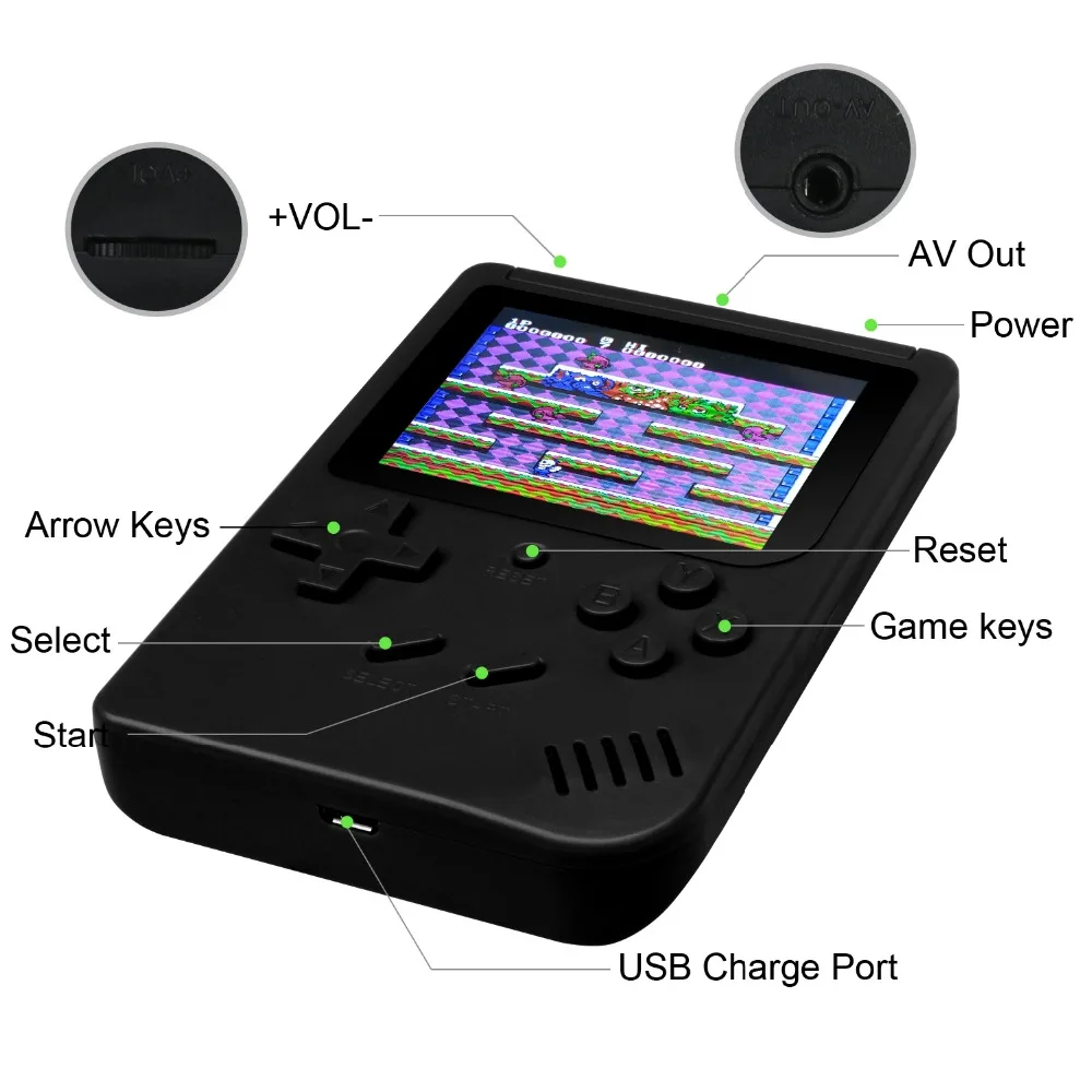 Ретро портативная мини портативная игровая консоль 8 бит 3,0 дюймов цветной ЖК-дисплей Детский Цветной игровой плеер встроенный 300 игр для лучшего подарка
