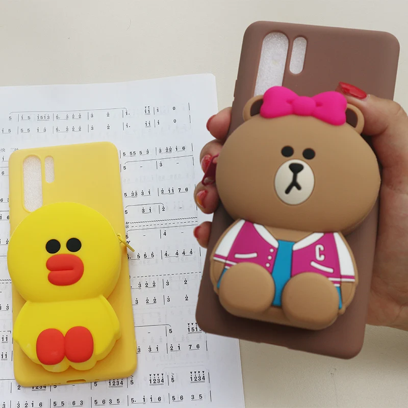 ZCASE Cute Cartoon 3D Bear Wallet Soft Silicone Phone Case For Samsung Galaxy J7 J3 A5 A6 Plus A7 S7 Back cover
