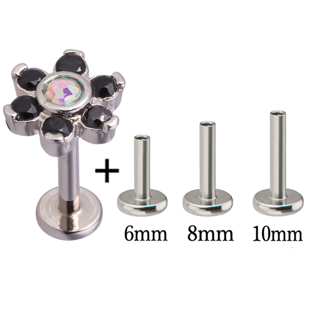 Paw Lip Ring Piercing Labret Stud Monroe Bar Zircon Internally Threaded Tragus Helix Ear Cartilage Earring Body Jewelry 16G