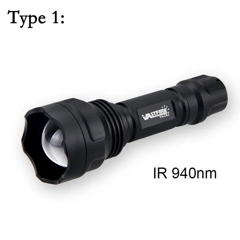 IR-501b Zoomable Focus Hunting Flashlight infrared Radiation IR 940nm Night Vision Weapon Light Rifle Gun Mount Remote Switch - Испускаемый цвет: Type 1