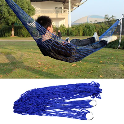 Blue 1 шт. спальный гамак hamaca hamac портативный садовый Открытый Отдых мебель для путешествий сетка гамак качели спальная кровать нейлоновая вешалка - Цвет: Blue