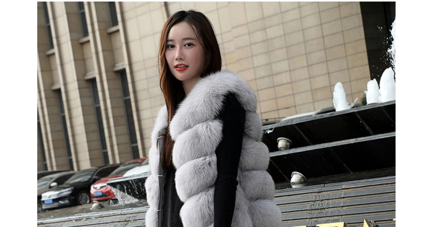 Discount Real Fur Vests Long Winter Women Fur Vest Female Sleeveless Genuine Fur Vest Ladies Fashion Luxury Slim Warm High Quality 2019 44
