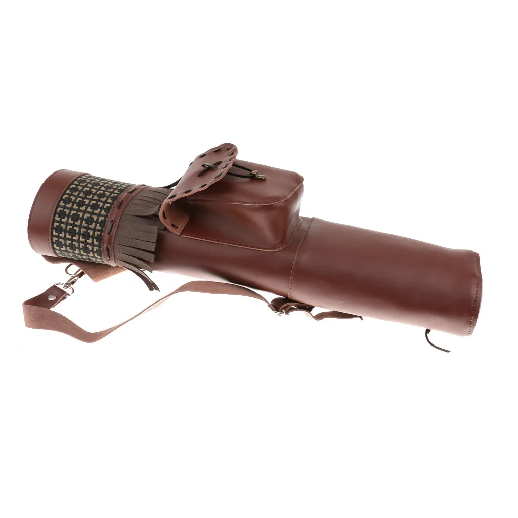 

Traditional Archery Hunting Back Arrow Quiver PU Leather Holder Bag Brown